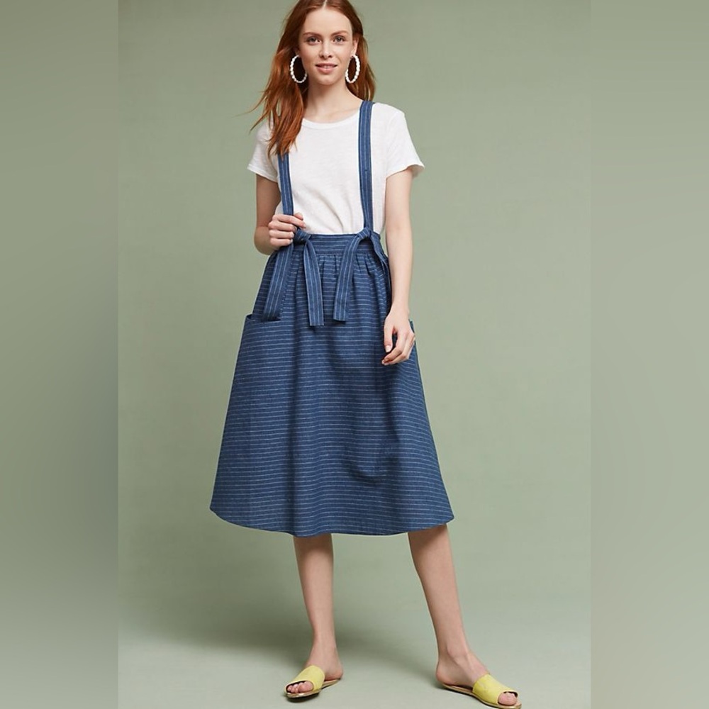 NEW Moon River for Anthropologie Blue Suspender Skirt S